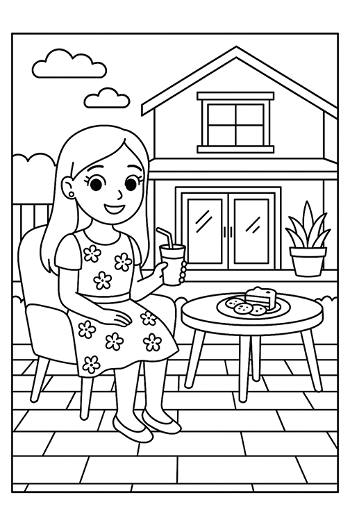 Barbie Milk And Cookies Coloring
