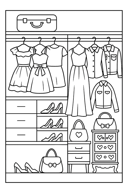 Closet Barbie House Coloring Page