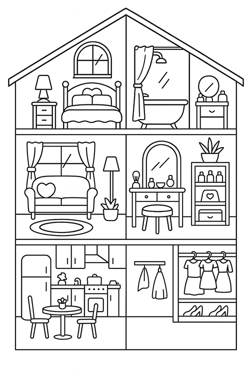 Dollhouse Coloring Page
