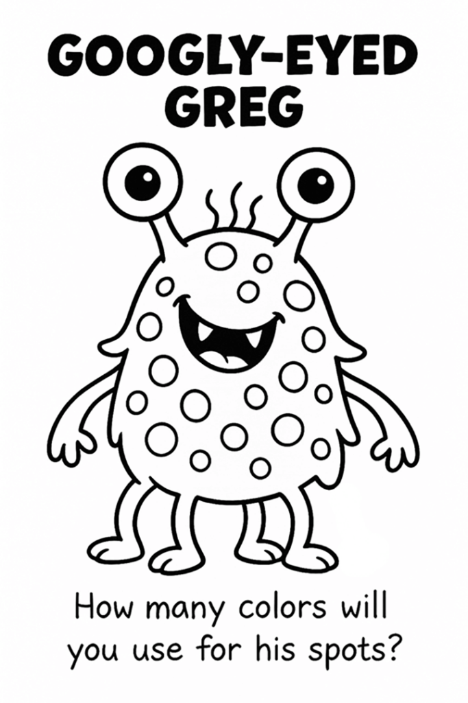 Googly Eyed Greg Monster Coloring Page