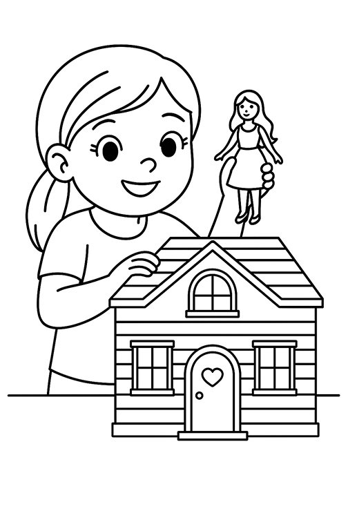 Little Girl Barbie Coloring Page