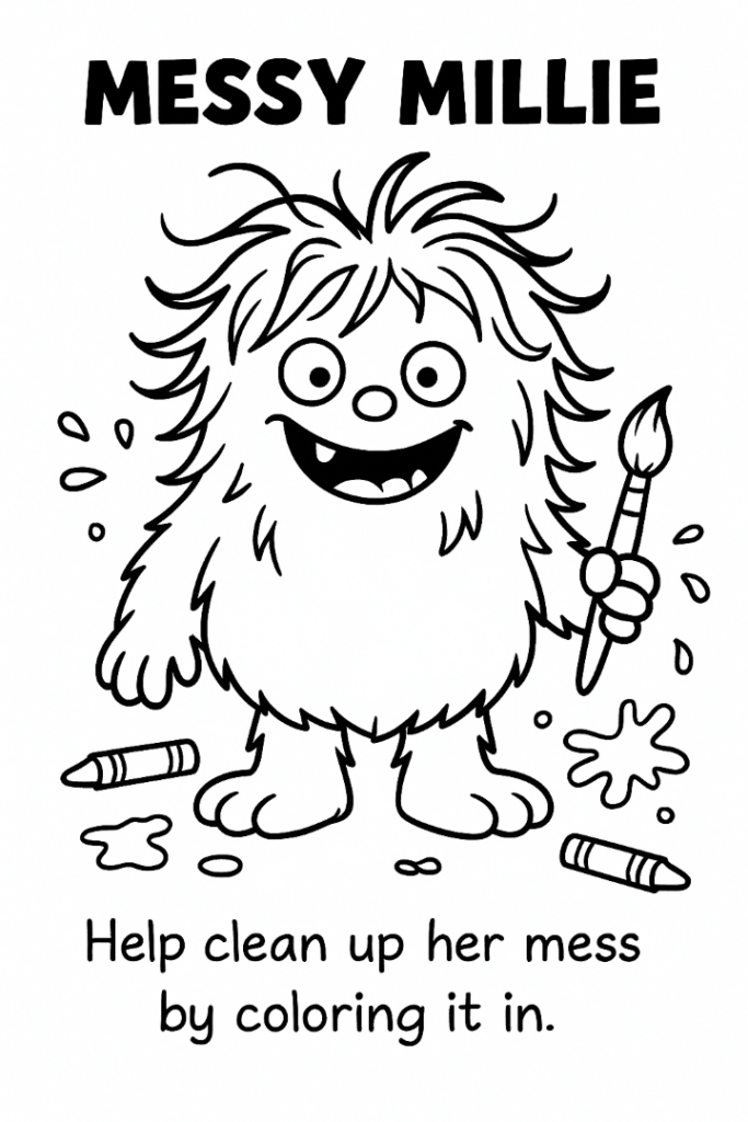 Messy Millie Monster Coloring Page