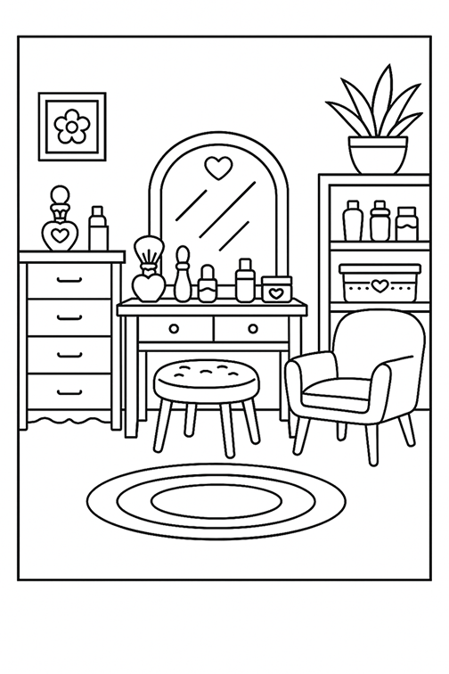 Vanity Barbie House Coloring Page