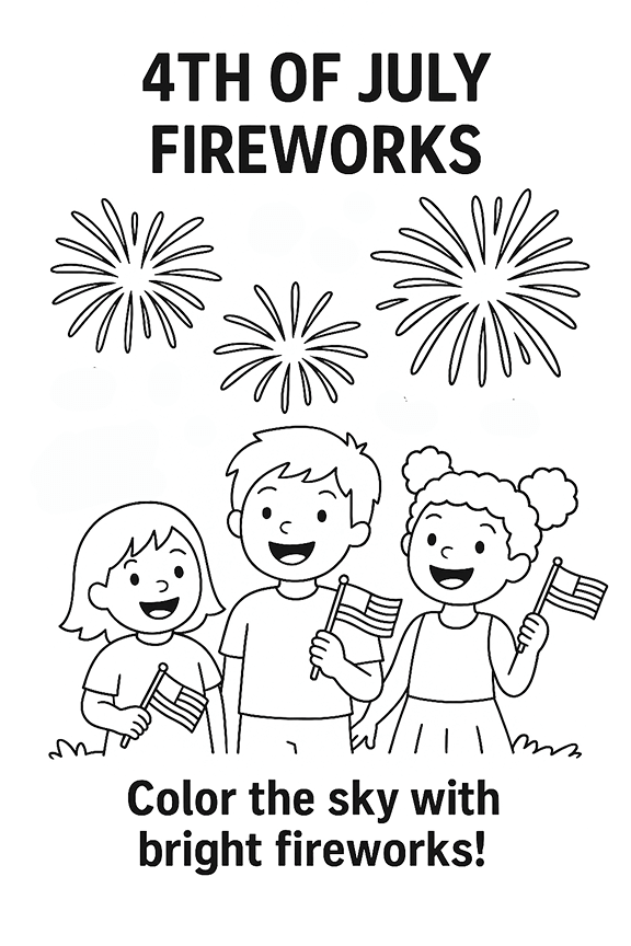 4th Of July Fireworks Coloring Page