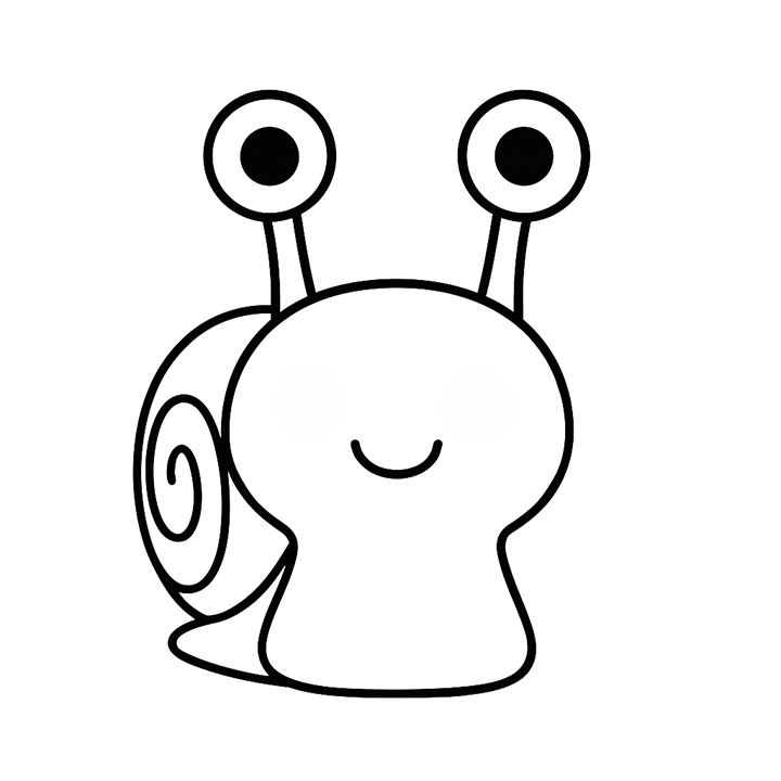 Cute Snail For Preschool Coloring Page