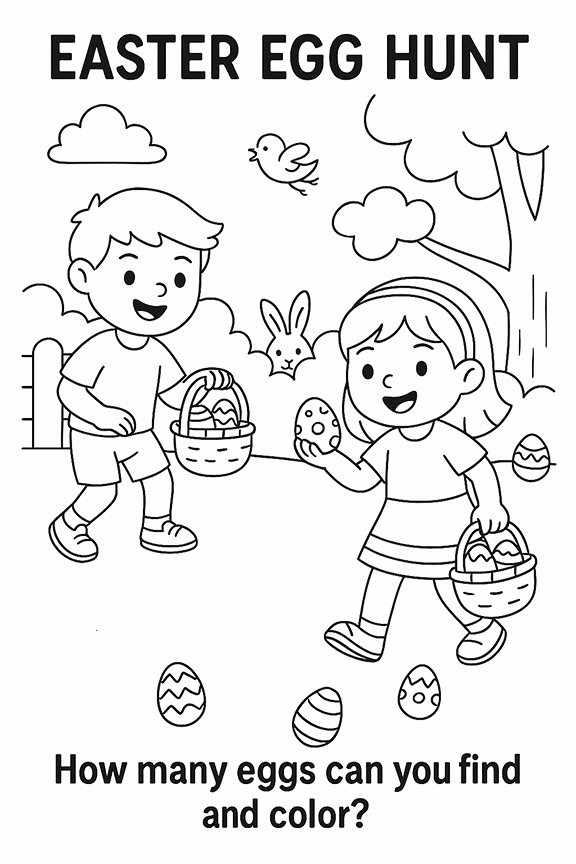 Easter Egg Hunt Coloring Page
