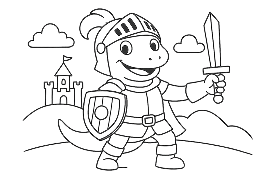 Knight Salamander Coloring Page