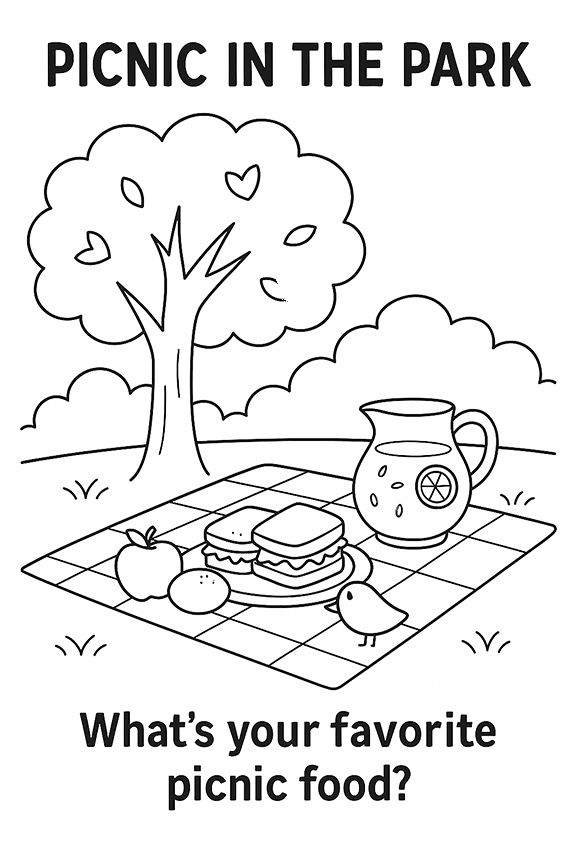 Picnic In The Park Coloring Page
