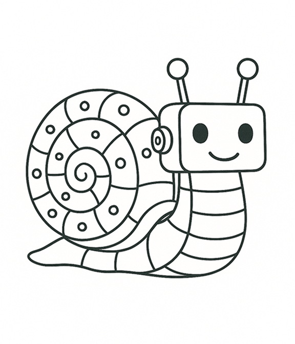 Robot Snail Coloring Page