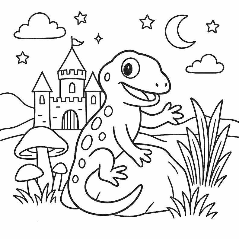 Salamander Castle Coloring Page