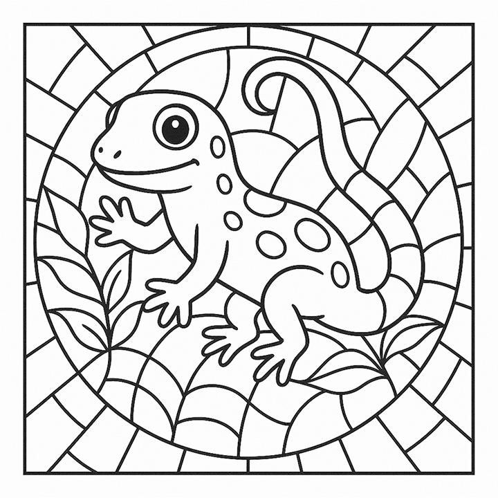 Salamander Mosaic Coloring Pag