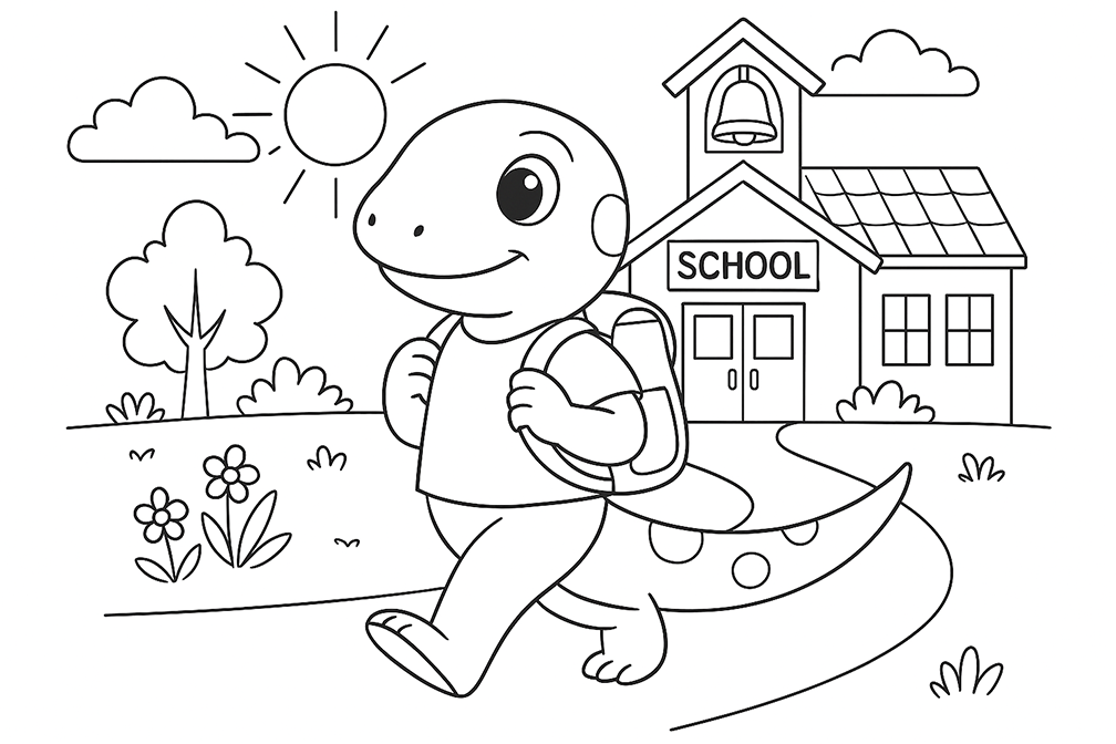School Salamander Coloring Page