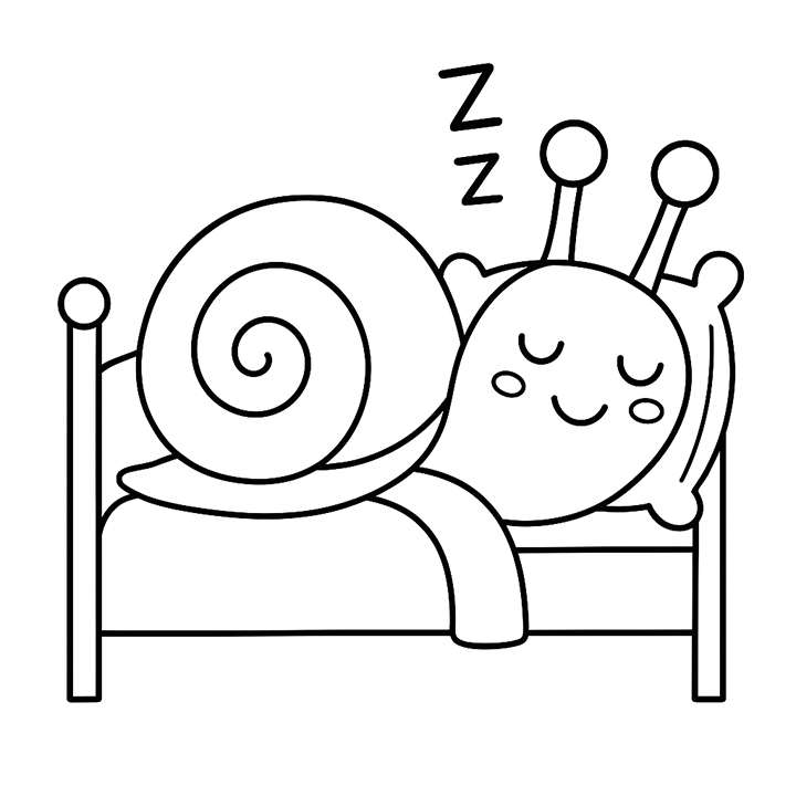 Sleeping Snail Coloring Page