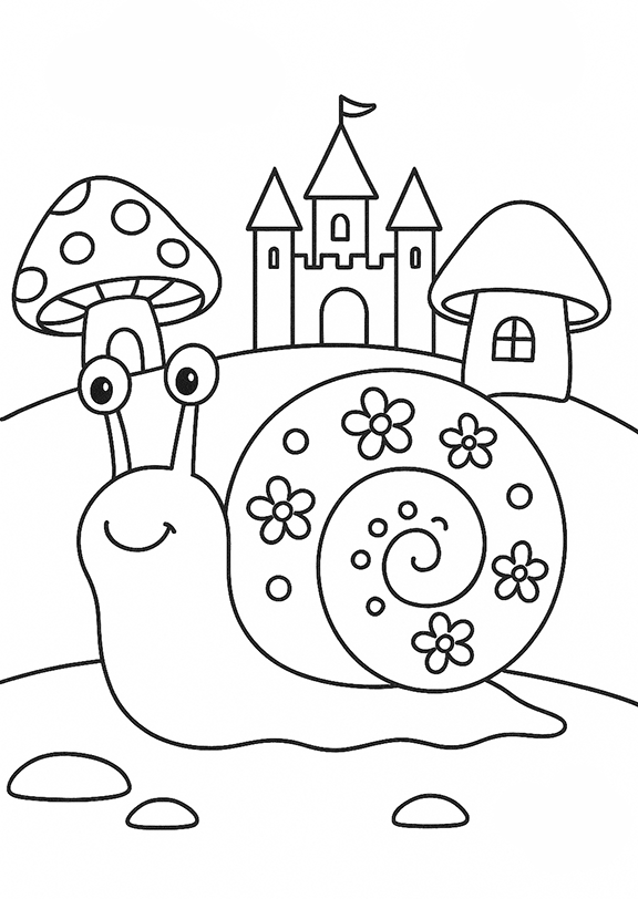 Snail Castle Coloring Page