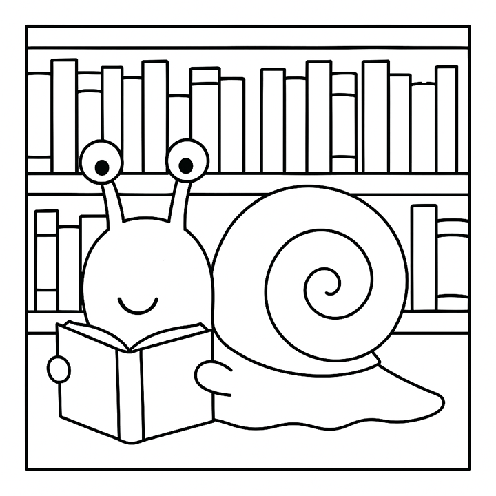 Snail Library Coloring Page