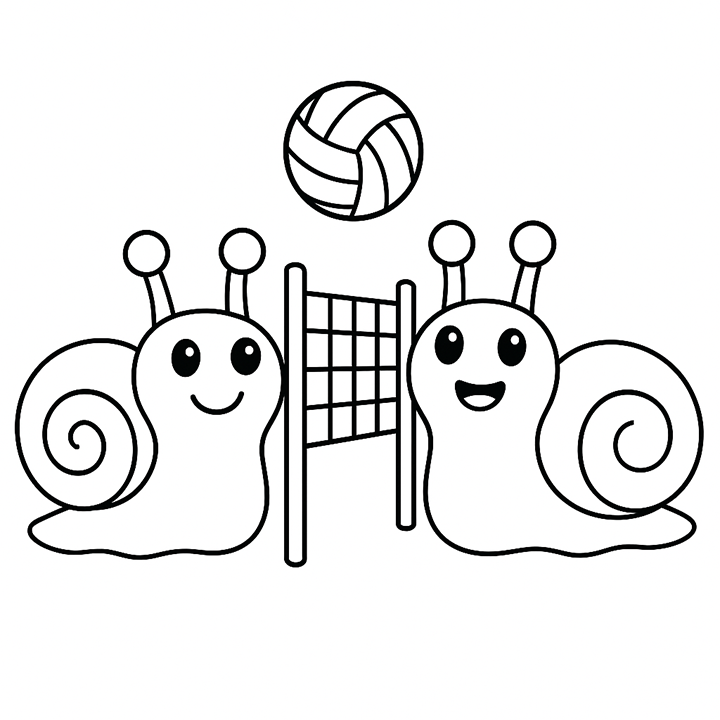 Snail Playing Volleyball Coloring Page