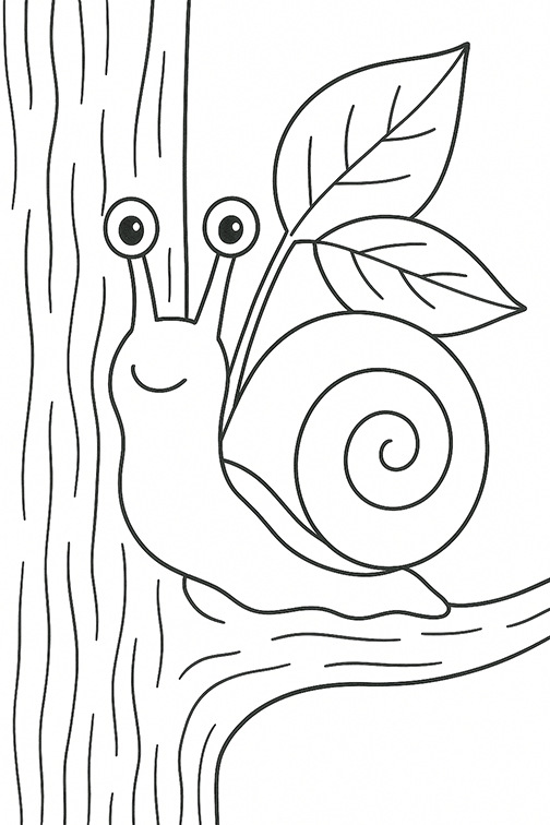Snail In A Tree Coloring Page