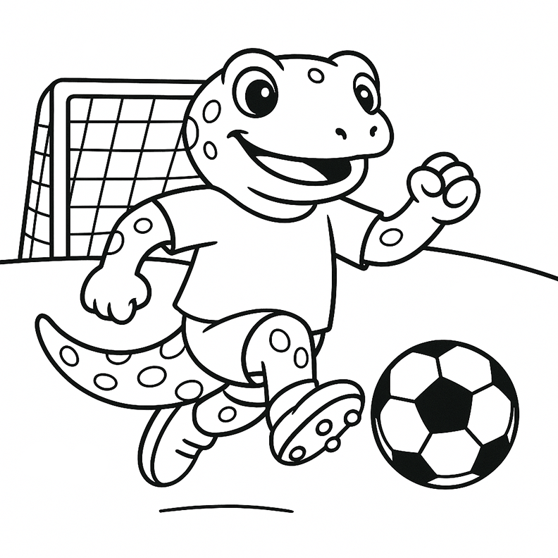 Soccer Salamander Coloring Pag