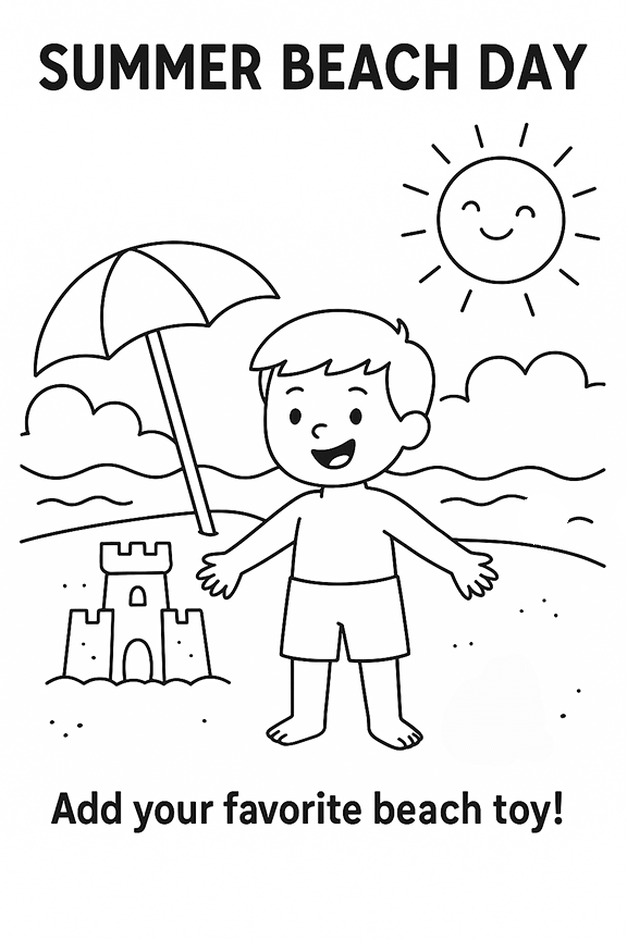 Summer Beach Coloring Page
