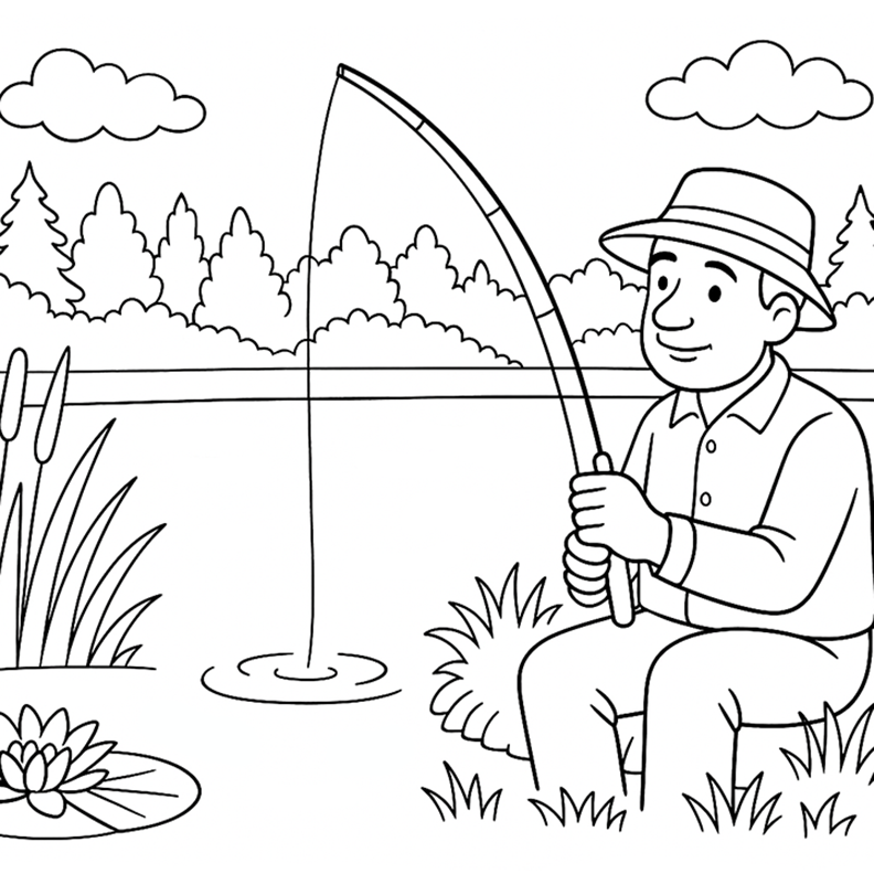 Fish In A Pond Coloring Page