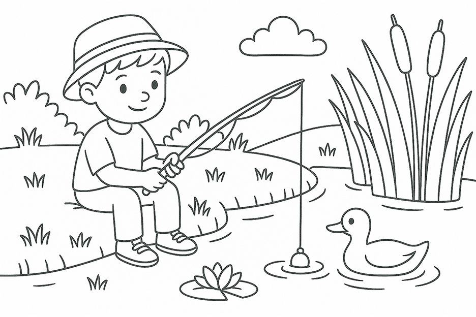 Fishing Pond Coloring Page
