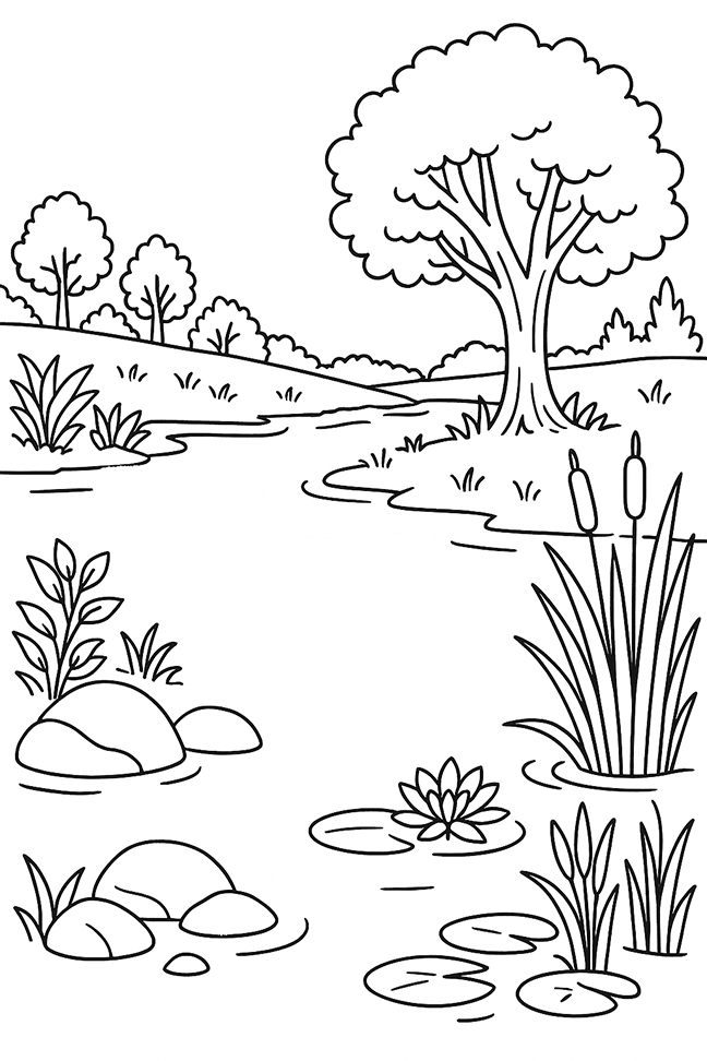 Pond Coloring Page
