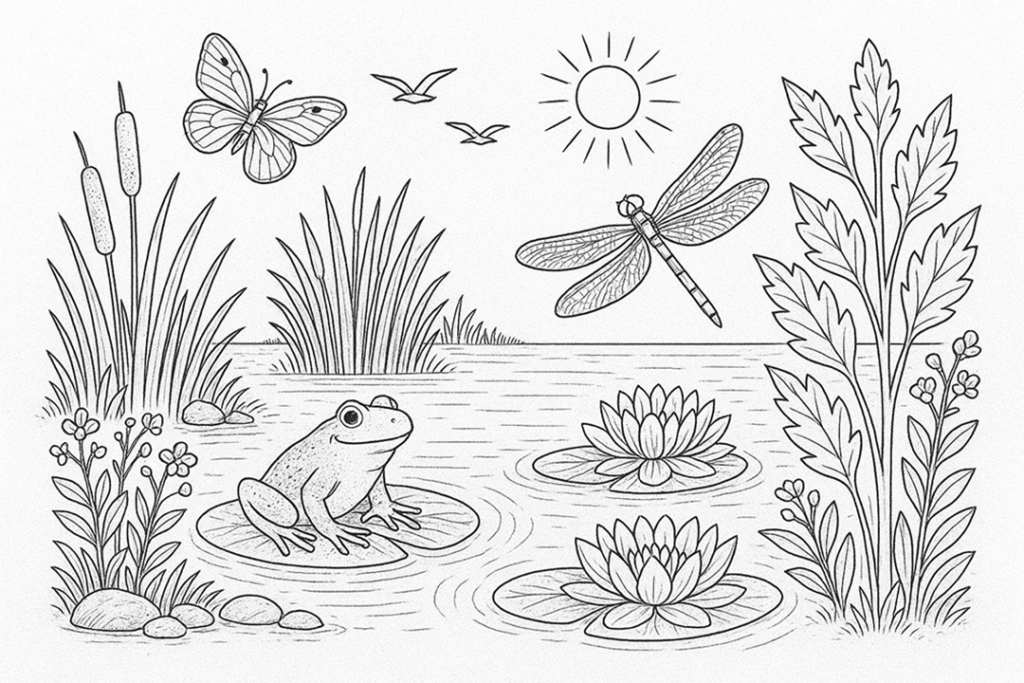 Pretty Pond Coloring Page