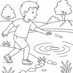 Skipping Rocks Coloring Page