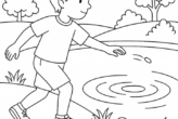 Skipping Rocks Coloring Page