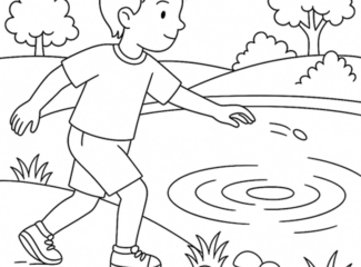 Skipping Rocks Coloring Page