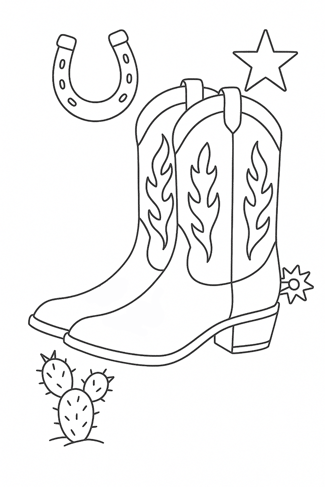 Cowboy Boots Coloring Pages