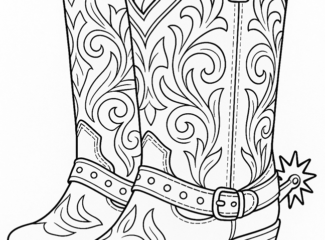 Cowboy Boots With Spurs Coloring Page