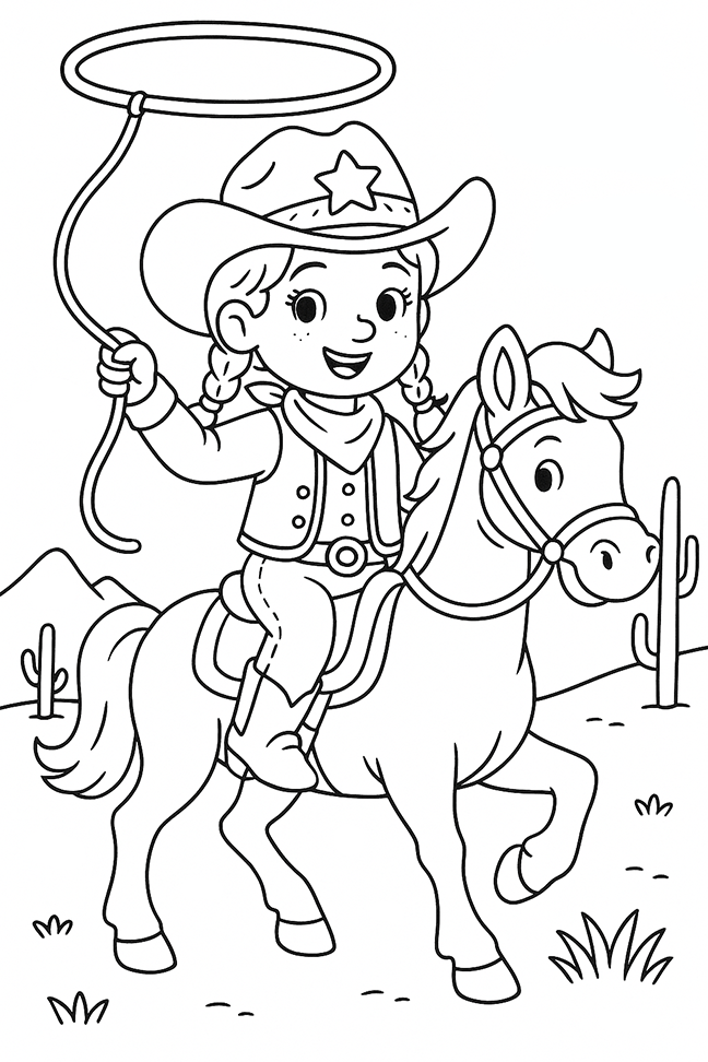 Cowgirl Coloring Page