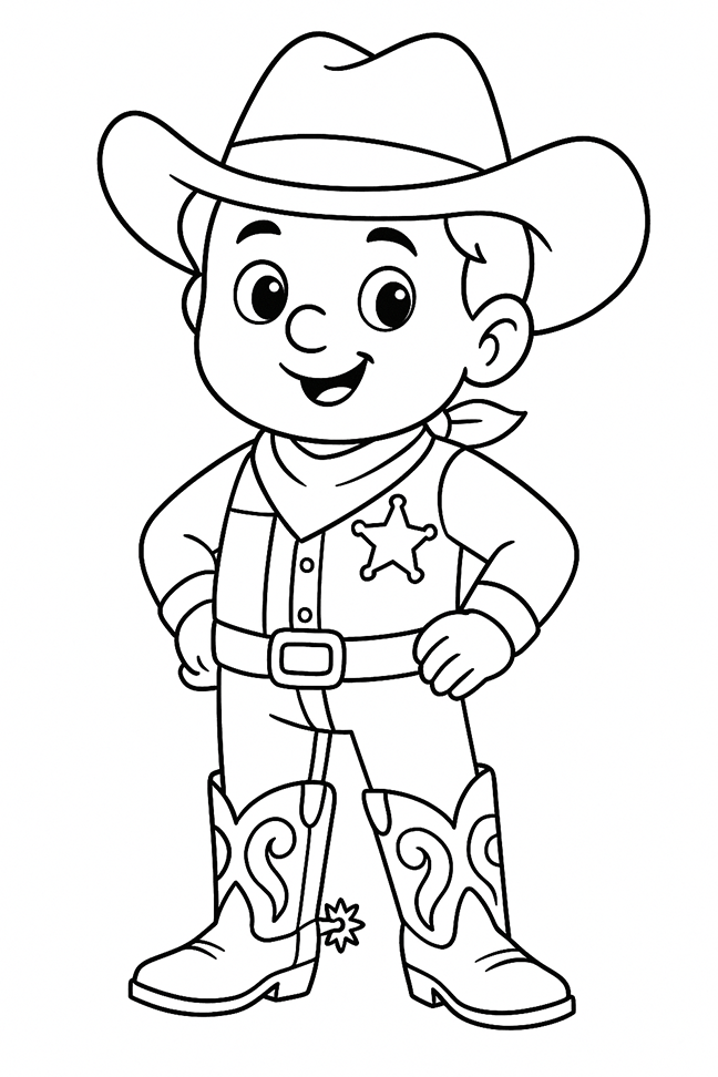Cute Cowboy Coloring Page