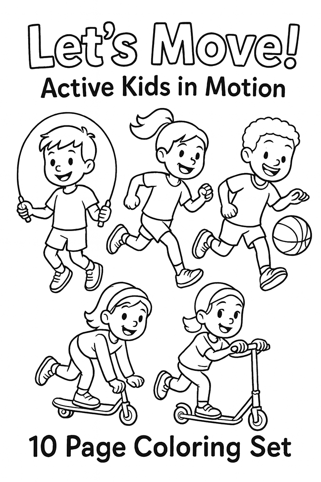 Lets Move Coloring Book Cover Title Page