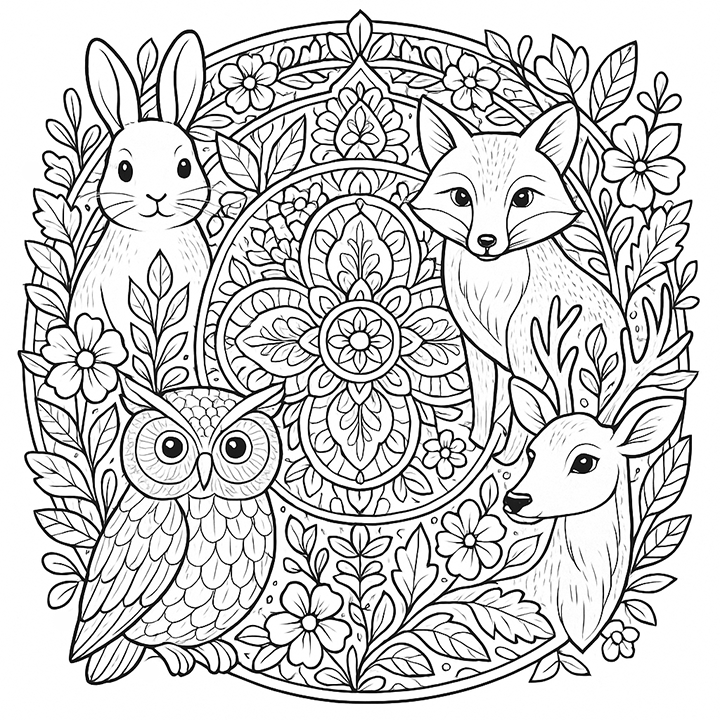 Animal Nature Mandala To Color