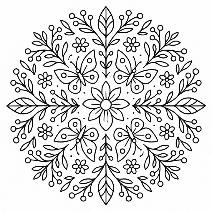 Butterfly Nature Mandala To Color