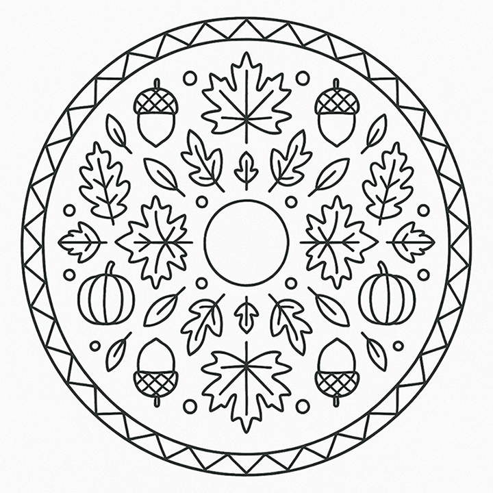 Fall Mandala Coloring Page