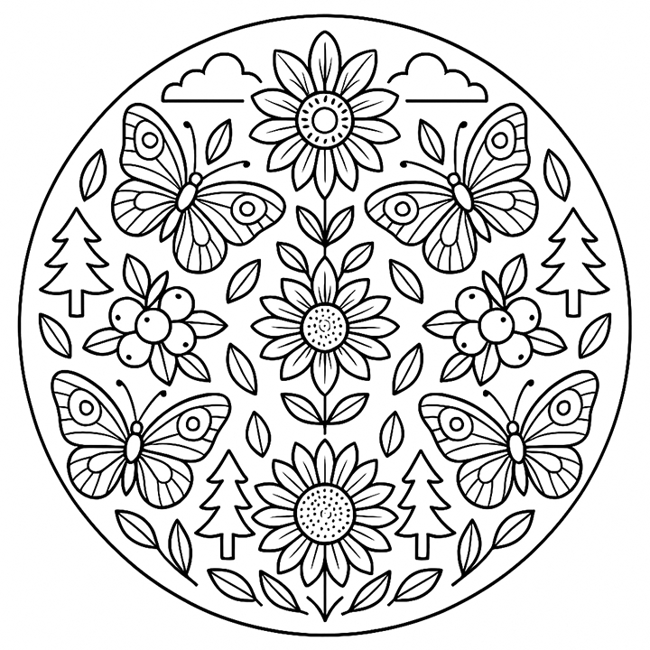 Flower Butterfly Nature Mandala