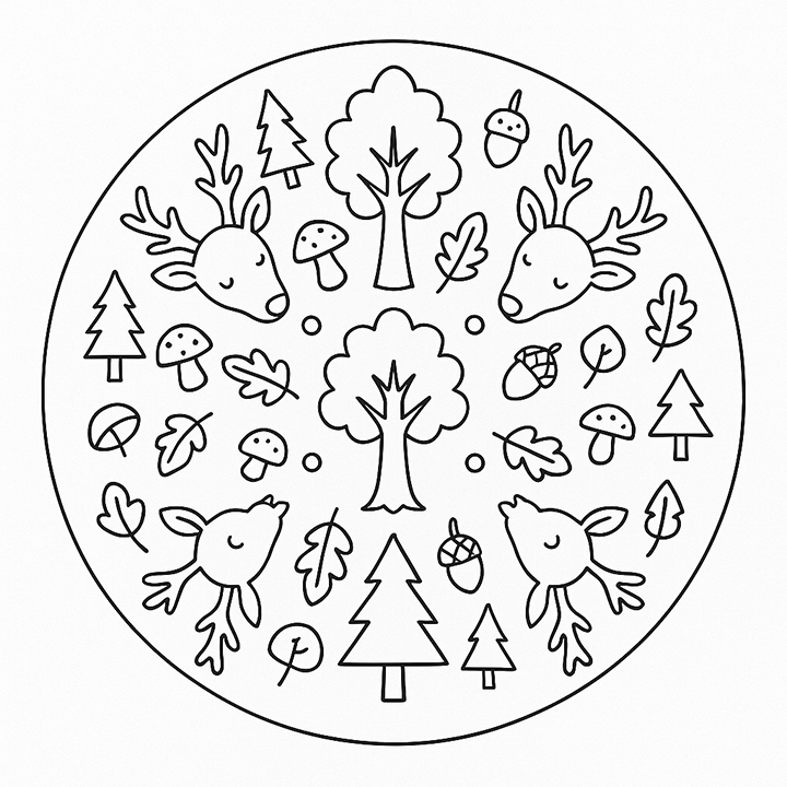 Forest Creature Coloring Page Mandala