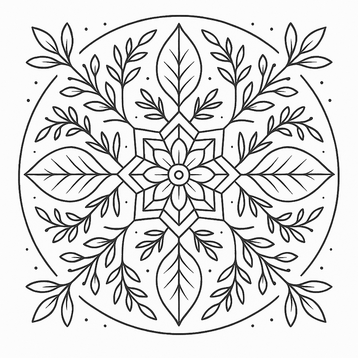 Leaves Mandala Coloring Page
