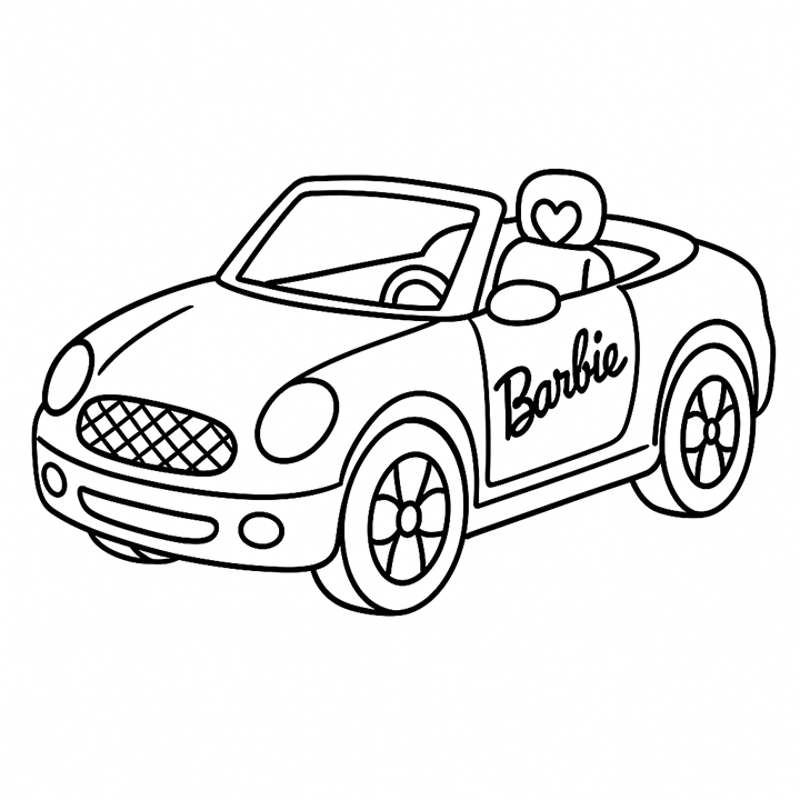 Barbie Car Coloring Page