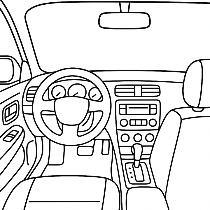 Inside Car Coloring Page