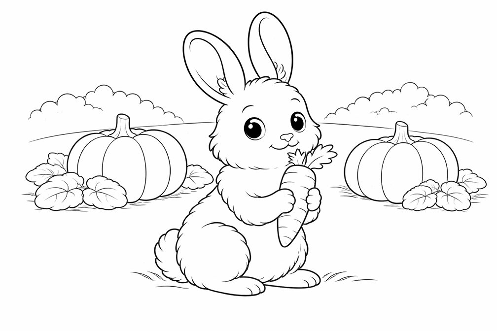 A Cute Rabbit Finds A Carrot To Eat