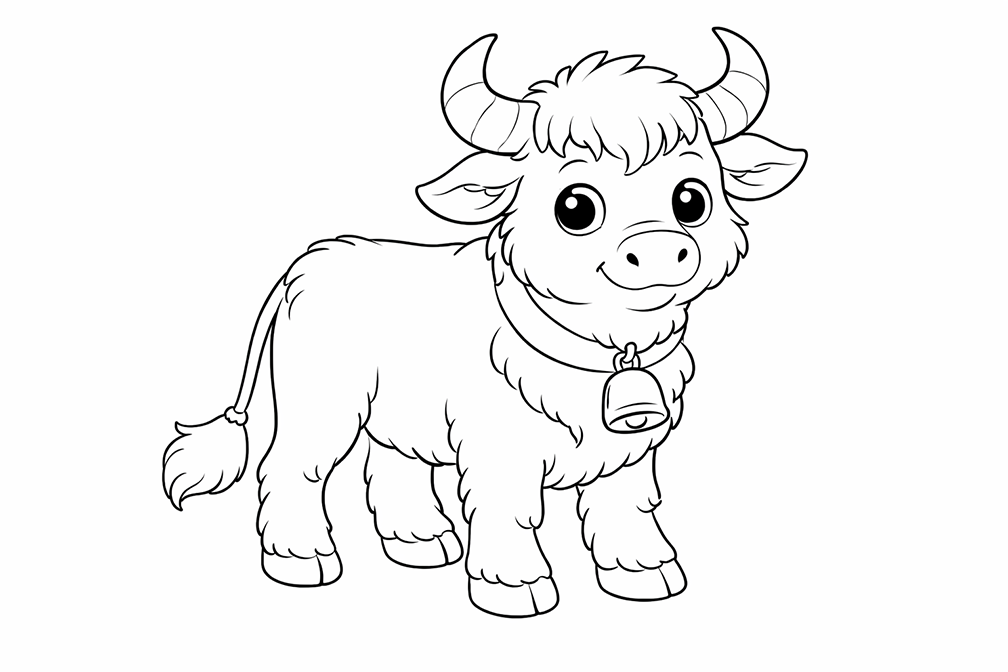 A Cute Simple Ox To Color
