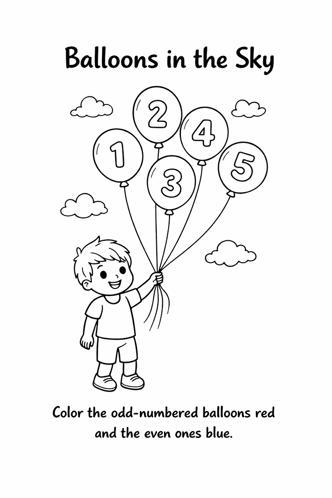 Color Odd And Even Numbered Balloons