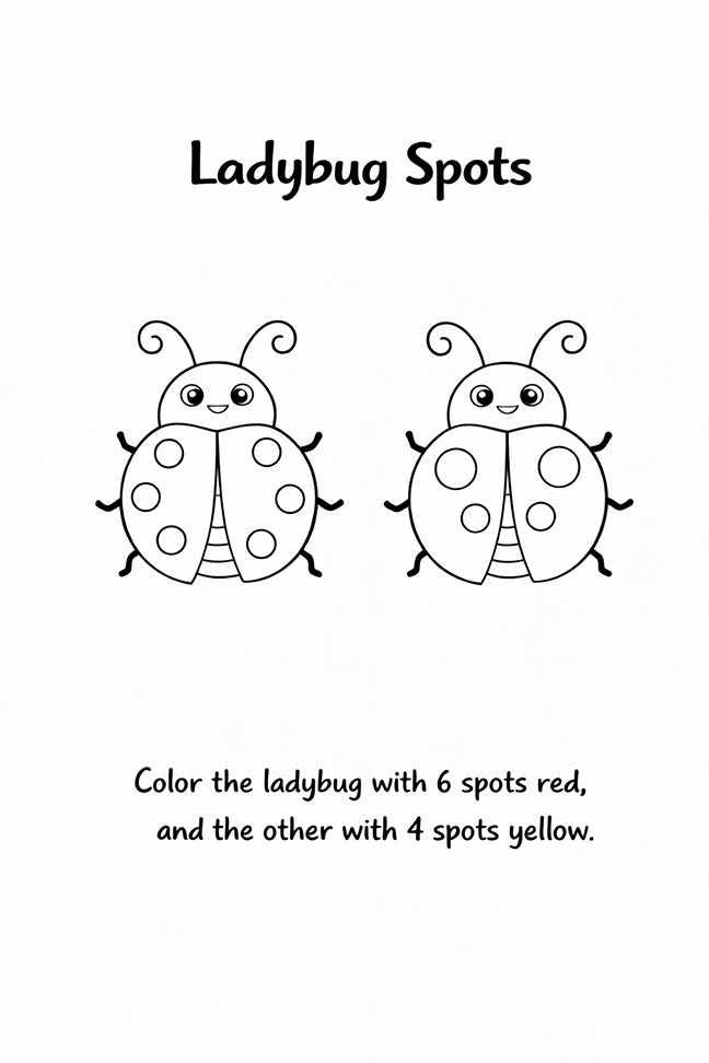 Color And Count The Ladybug Spots