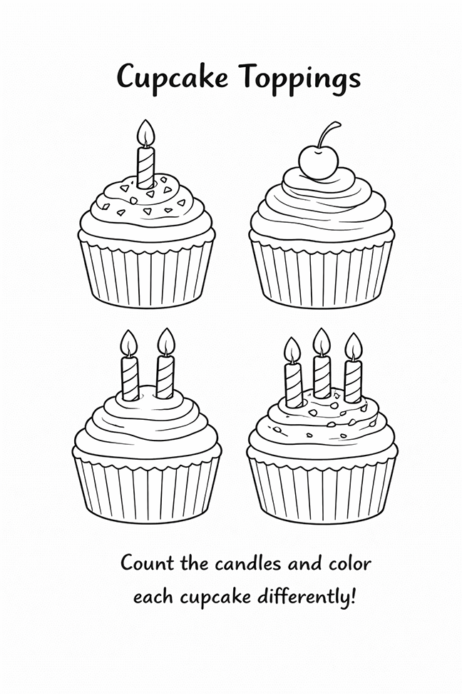 Count The Candles On The Cupcakes