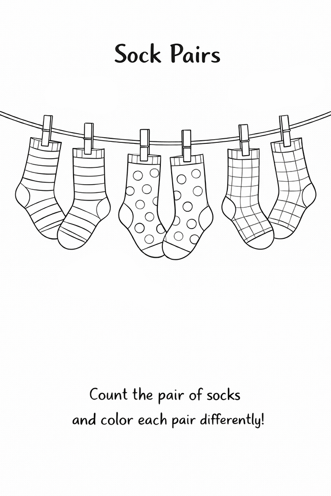 Count The Socks Then Color Them Differently