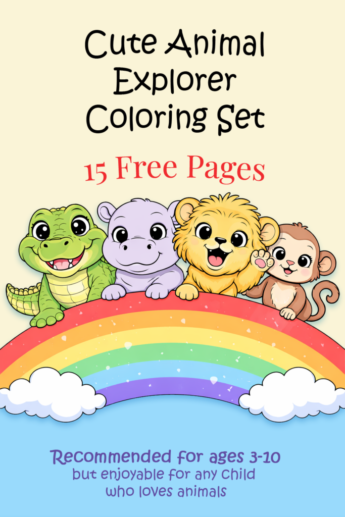 Cute Animal Explorer Coloring Book Cover